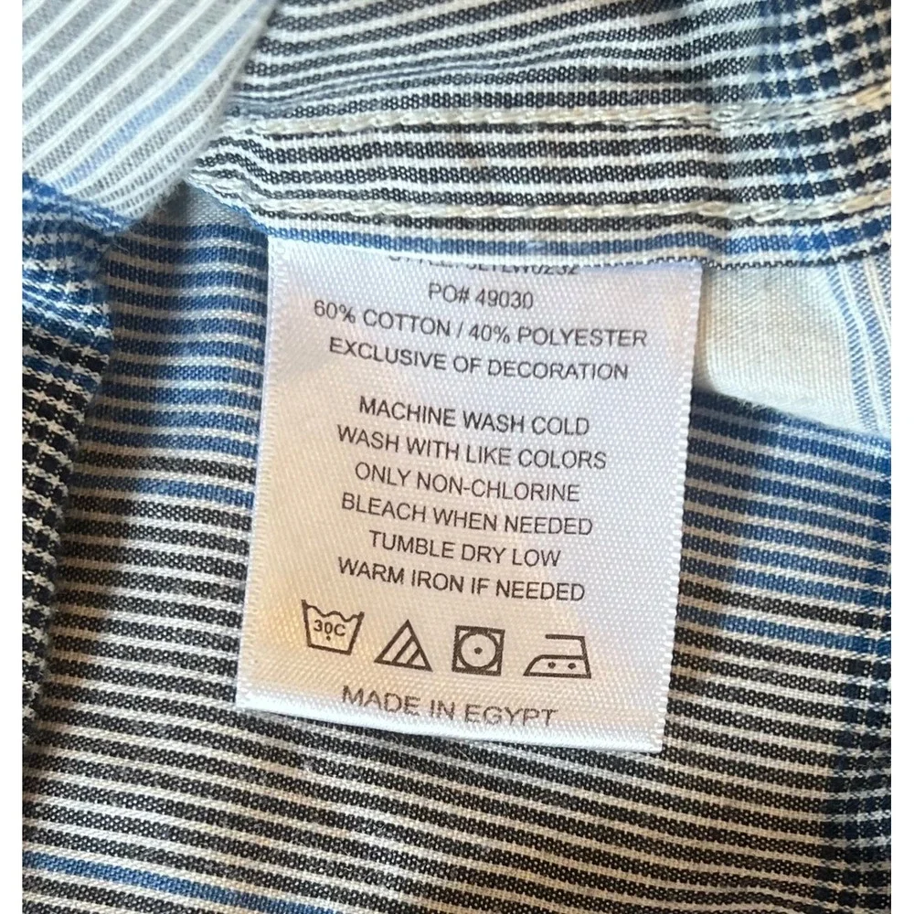 Levis Mens Western Shirt Blue White Plaid Pearl Snap Standard Fit M Long Slv
